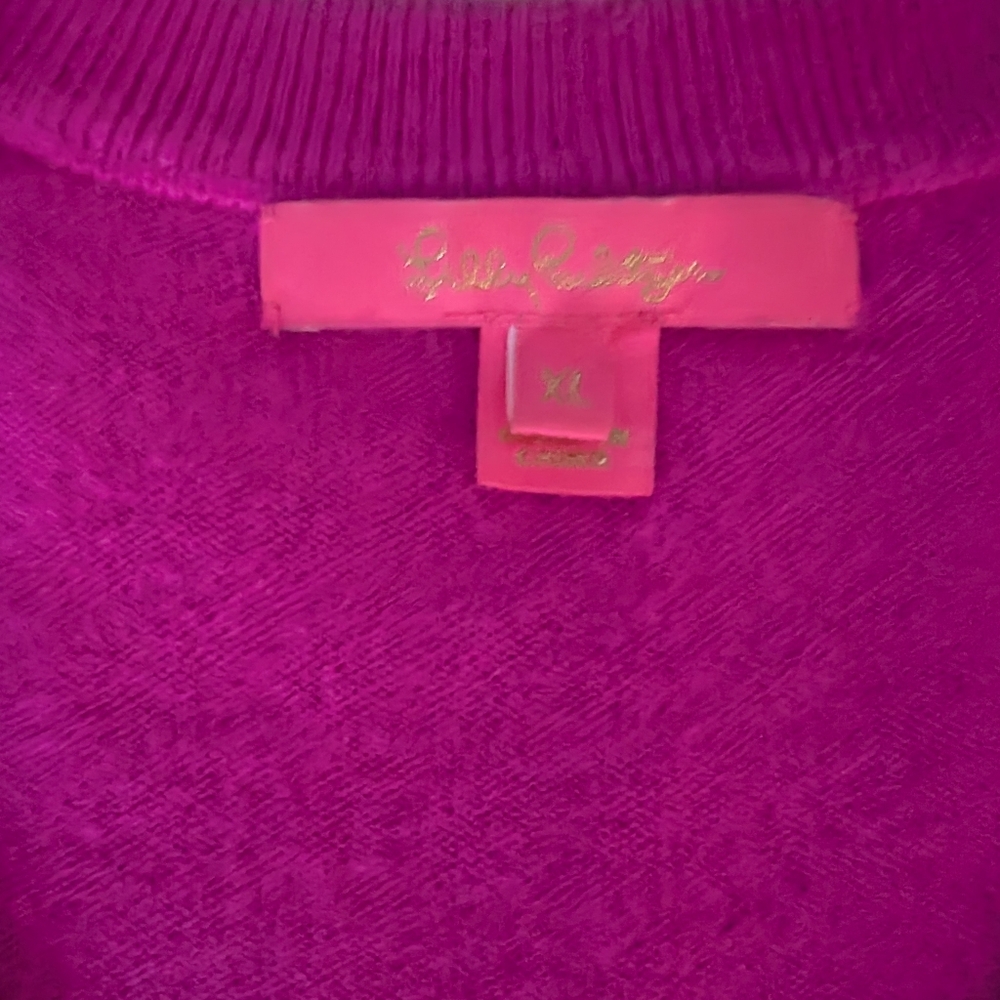 Lilly Pulitzer Fuchsia V-Neck Sweater - Picture 3 of 6